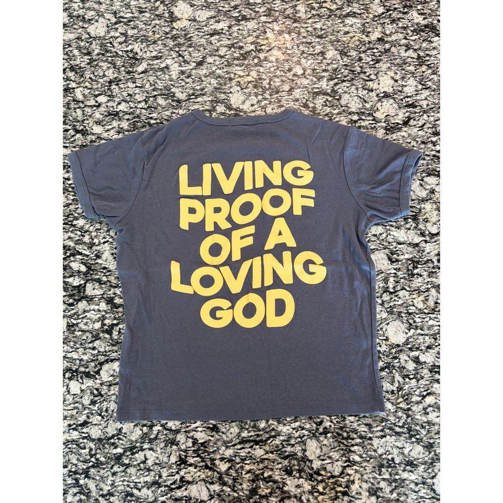 Social Scene Living Proof Of A Loving God Graphic Tee Blue Grey XL